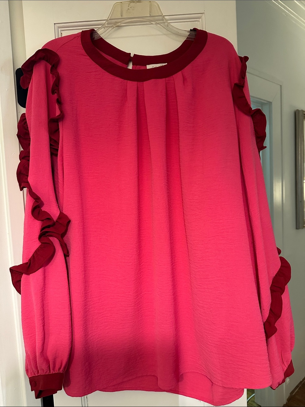 Women’s Pink Ruffle Sleeve Blouse